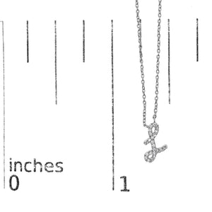 14K White Gold Diamond Accent "A-Z" Initial Script Style Pendant Necklace