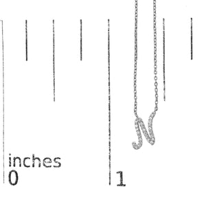 14K White Gold Diamond Accent "A-Z" Initial Script Style Pendant Necklace