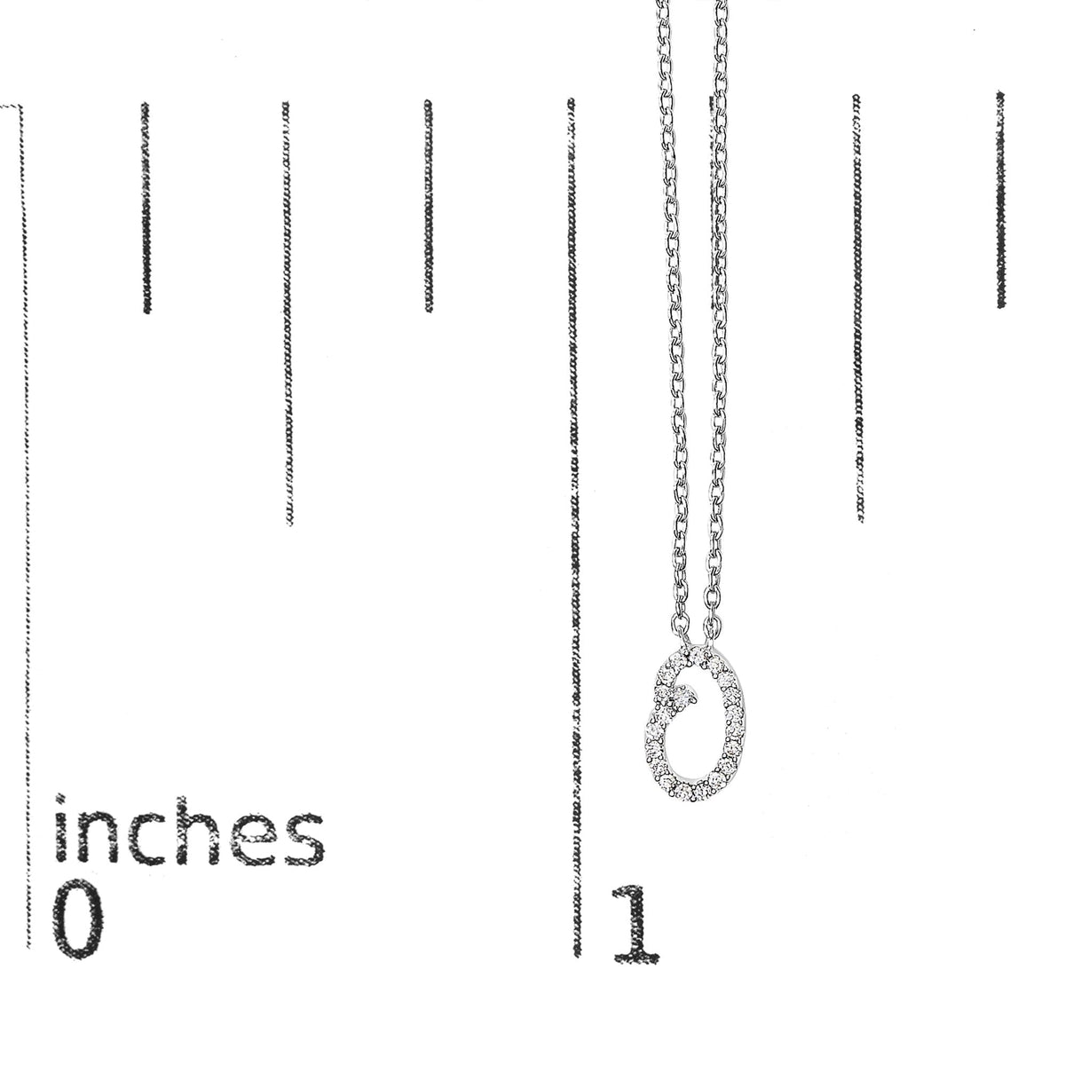 14K White Gold Diamond Accent "A-Z" Initial Script Style Pendant Necklace