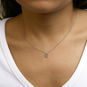 14K White Gold Diamond Accent "A-Z" Initial Script Style Pendant Necklace