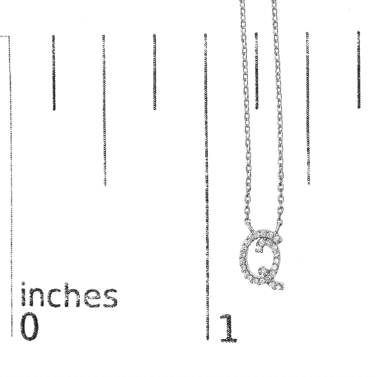 14K White Gold Diamond Accent "A-Z" Initial Script Style Pendant Necklace
