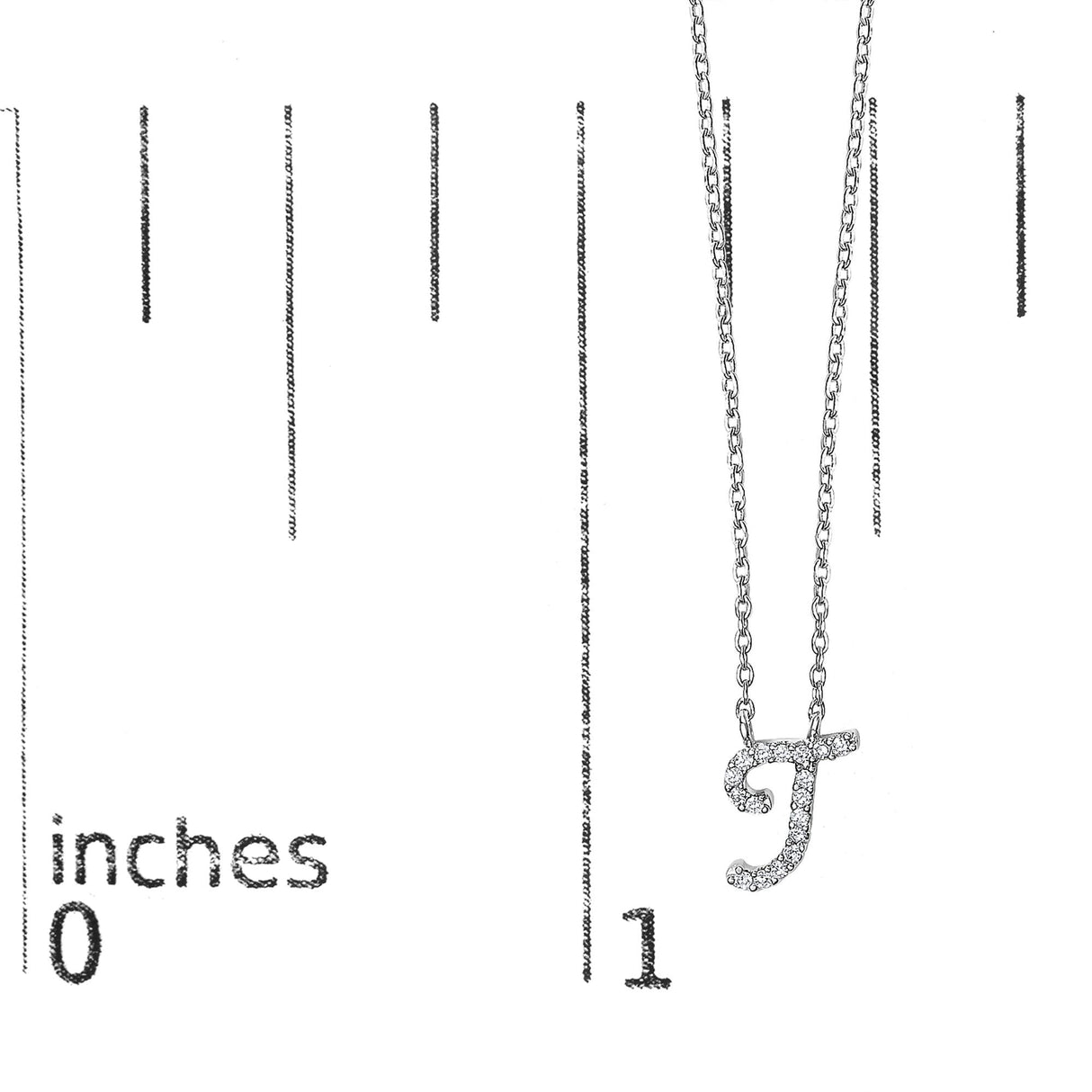 14K White Gold Diamond Accent "A-Z" Initial Script Style Pendant Necklace