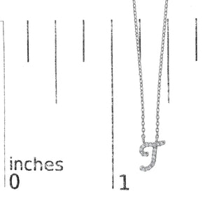 14K White Gold Diamond Accent "A-Z" Initial Script Style Pendant Necklace
