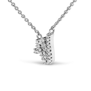 14K White Gold Diamond Accent "A-Z" Initial Script Style Pendant Necklace