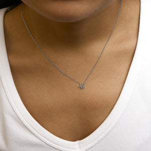 14K White Gold Diamond Accent "A-Z" Initial Script Style Pendant Necklace