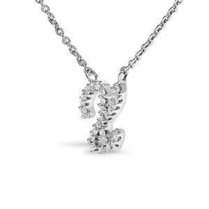 14K White Gold Diamond Accent "A-Z" Initial Script Style Pendant Necklace