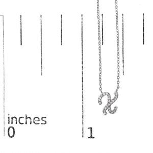 14K White Gold Diamond Accent "A-Z" Initial Script Style Pendant Necklace