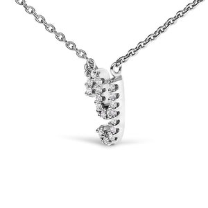 10K White Gold Diamond Accent  A-Z Initial Script Style Pendant Necklace