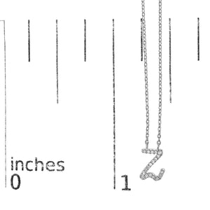 14K White Gold Diamond Accent "A-Z" Initial Script Style Pendant Necklace