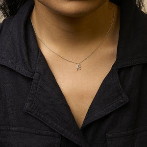 10K Yellow Gold Diamond Accent  A-Z Initial Script Style Pendant Necklace