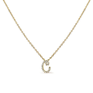 10K Yellow Gold Diamond Accent  A-Z Initial Script Style Pendant Necklace