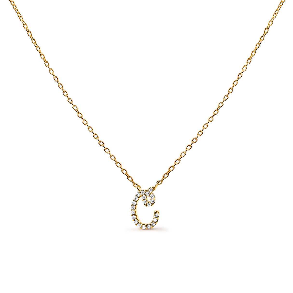 14K White Gold Diamond Accent "A" Initial Script Style Pendant Necklace