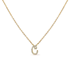 14K White Gold Diamond Accent "A" Initial Script Style Pendant Necklace
