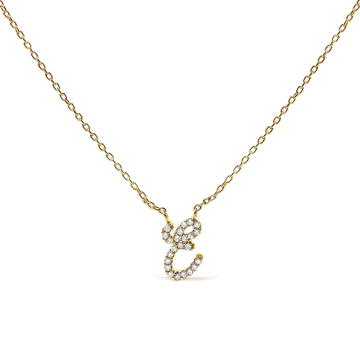 14K White Gold Diamond Accent "A" Initial Script Style Pendant Necklace