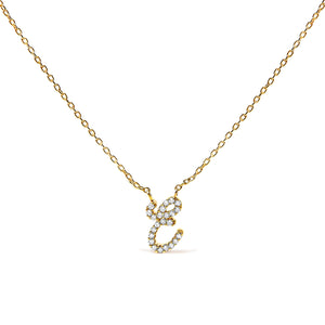 14K White Gold Diamond Accent "A" Initial Script Style Pendant Necklace
