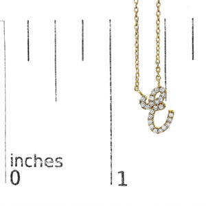 10K Yellow Gold Diamond Accent  A-Z Initial Script Style Pendant Necklace