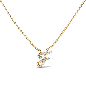 14K White Gold Diamond Accent "A" Initial Script Style Pendant Necklace