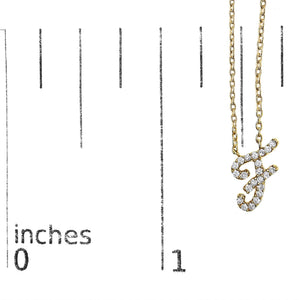 14K Yellow Gold Diamond Accent "A-Z" Initial Script Style Pendant Necklace