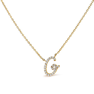 14K White Gold Diamond Accent "A" Initial Script Style Pendant Necklace