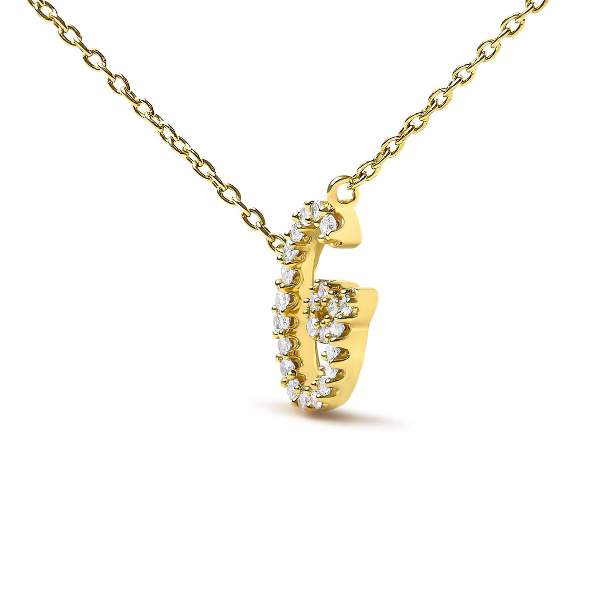 14K Yellow Gold Diamond Accent "A-Z" Initial Script Style Pendant Necklace