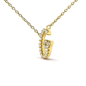 14K Yellow Gold Diamond Accent "A-Z" Initial Script Style Pendant Necklace