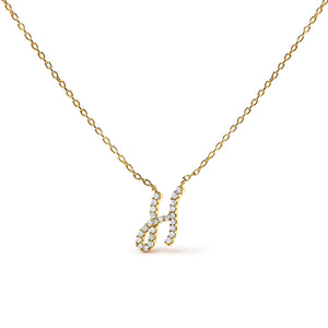 14K White Gold Diamond Accent "A" Initial Script Style Pendant Necklace