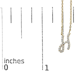 10K Yellow Gold Diamond Accent  A-Z Initial Script Style Pendant Necklace