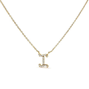 14K Yellow Gold Diamond Accent "A-Z" Initial Script Style Pendant Necklace
