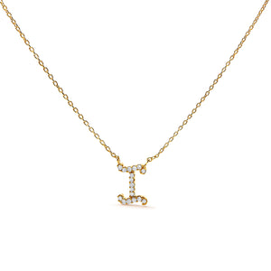 14K White Gold Diamond Accent "A" Initial Script Style Pendant Necklace