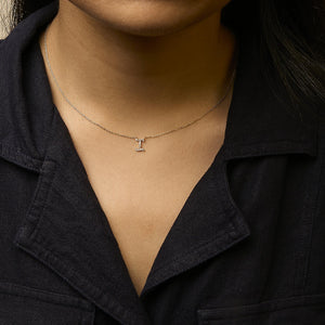 10K Yellow Gold Diamond Accent  A-Z Initial Script Style Pendant Necklace