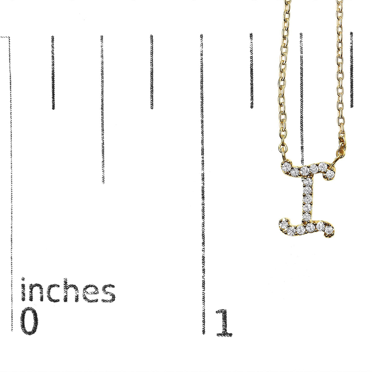 14K Yellow Gold Diamond Accent "A-Z" Initial Script Style Pendant Necklace