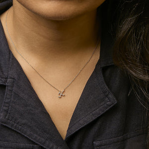 10K Yellow Gold Diamond Accent  A-Z Initial Script Style Pendant Necklace