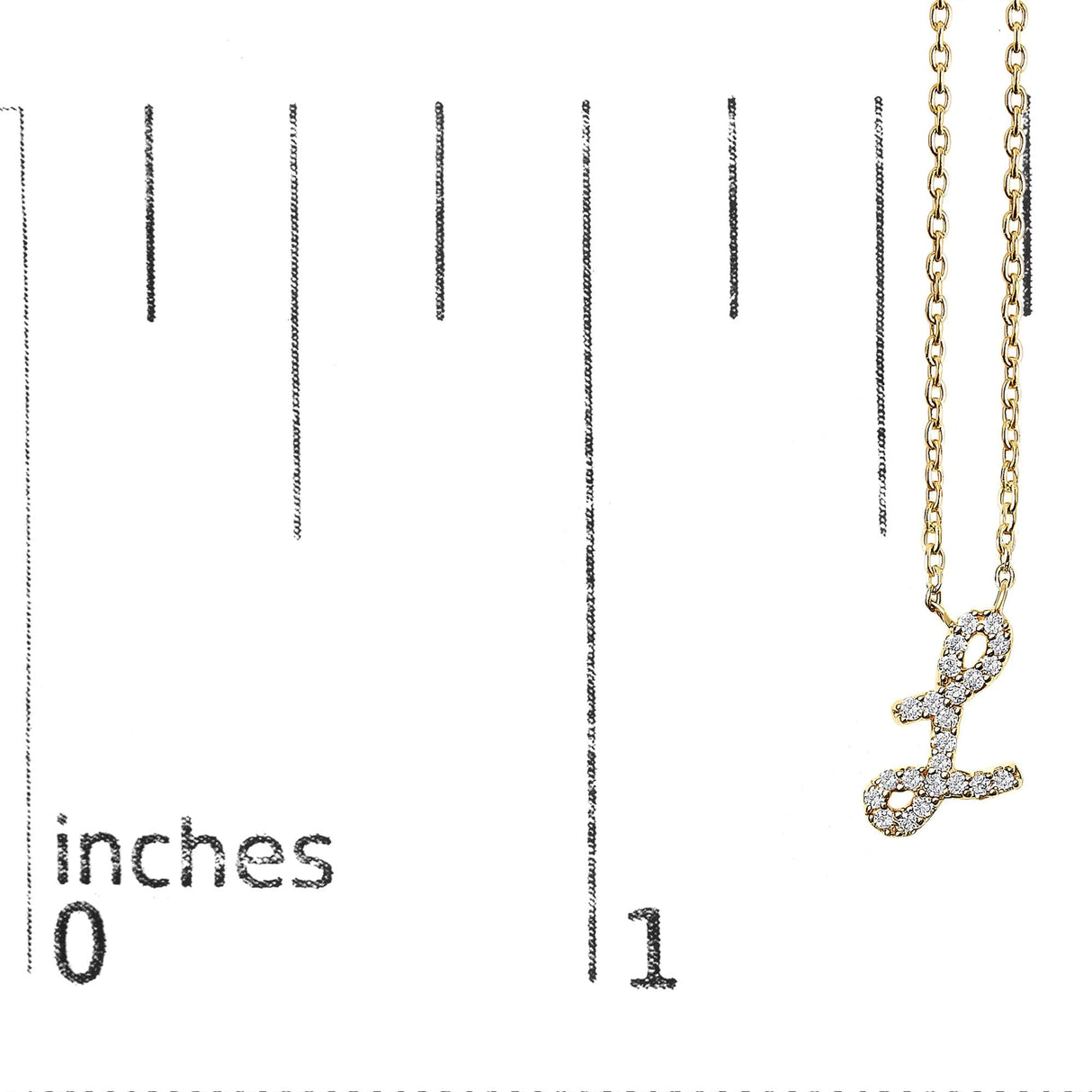 10K Yellow Gold Diamond Accent  A-Z Initial Script Style Pendant Necklace