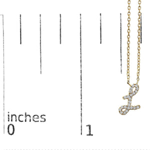 14K Yellow Gold Diamond Accent "A-Z" Initial Script Style Pendant Necklace