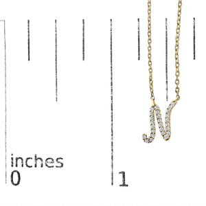 14K Yellow Gold Diamond Accent "A-Z" Initial Script Style Pendant Necklace