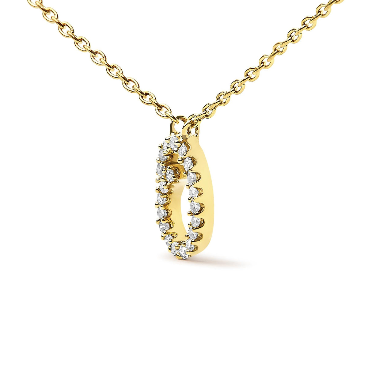 10K Yellow Gold Diamond Accent  A-Z Initial Script Style Pendant Necklace