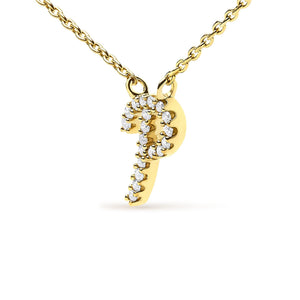 14K Yellow Gold Diamond Accent "A-Z" Initial Script Style Pendant Necklace
