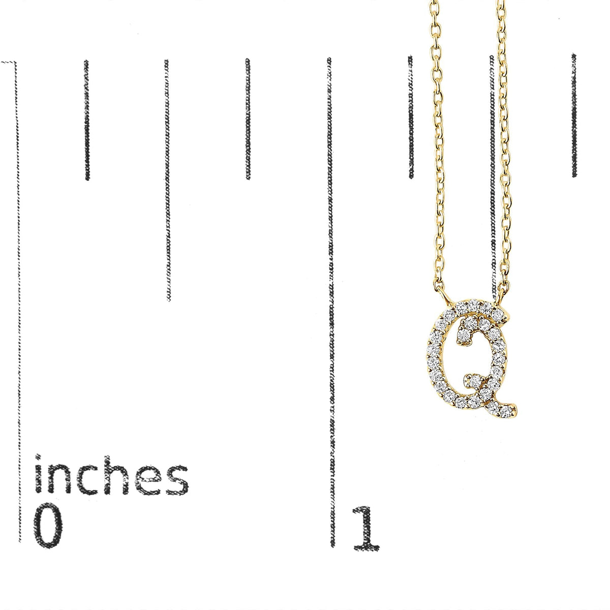 10K Yellow Gold Diamond Accent  A-Z Initial Script Style Pendant Necklace