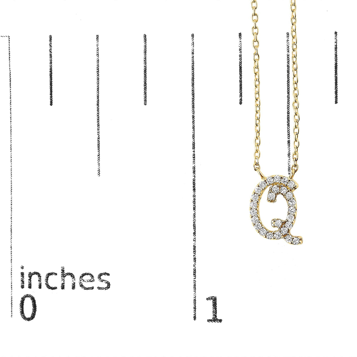14K Yellow Gold Diamond Accent "A-Z" Initial Script Style Pendant Necklace