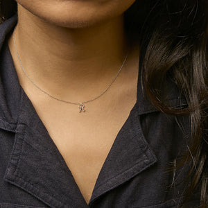 10K Yellow Gold Diamond Accent  A-Z Initial Script Style Pendant Necklace