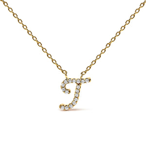 14K White Gold Diamond Accent "A" Initial Script Style Pendant Necklace