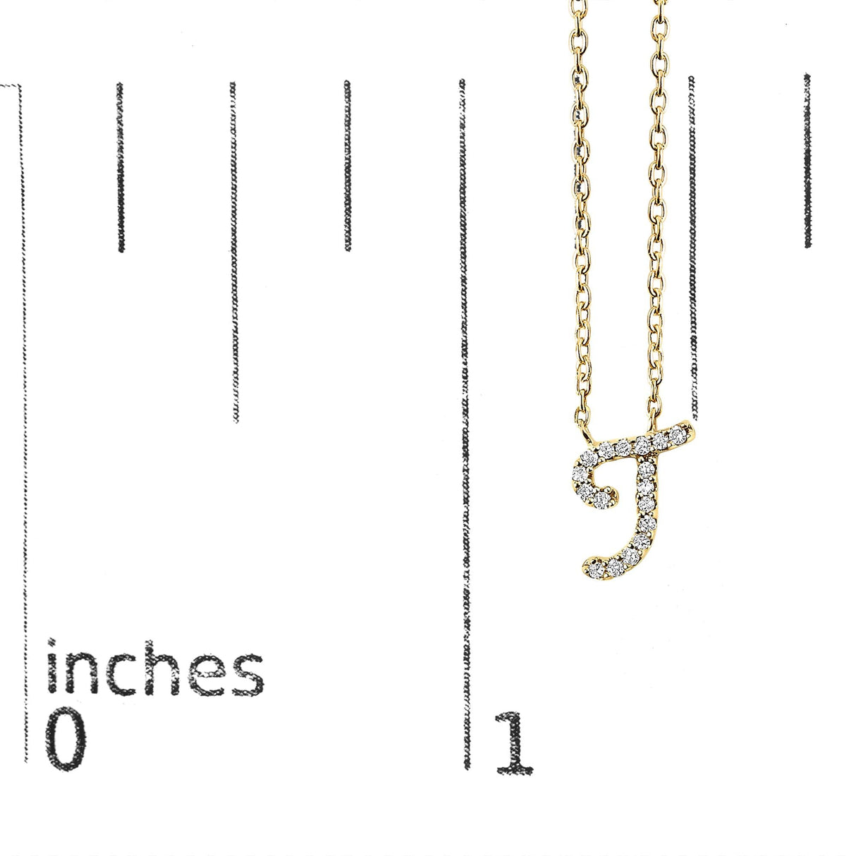 14K Yellow Gold Diamond Accent "A-Z" Initial Script Style Pendant Necklace
