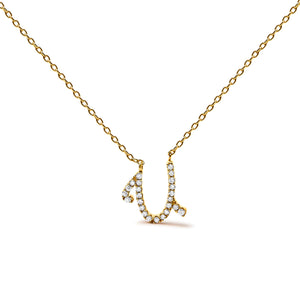 14K White Gold Diamond Accent "A" Initial Script Style Pendant Necklace