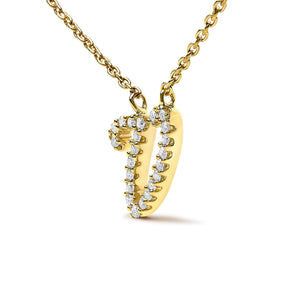 10K Yellow Gold Diamond Accent  A-Z Initial Script Style Pendant Necklace