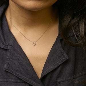 10K Yellow Gold Diamond Accent  A-Z Initial Script Style Pendant Necklace