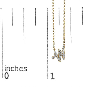 14K Yellow Gold Diamond Accent "A-Z" Initial Script Style Pendant Necklace