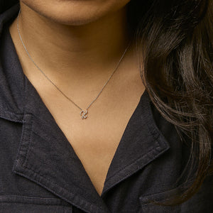 10K Yellow Gold Diamond Accent  A-Z Initial Script Style Pendant Necklace