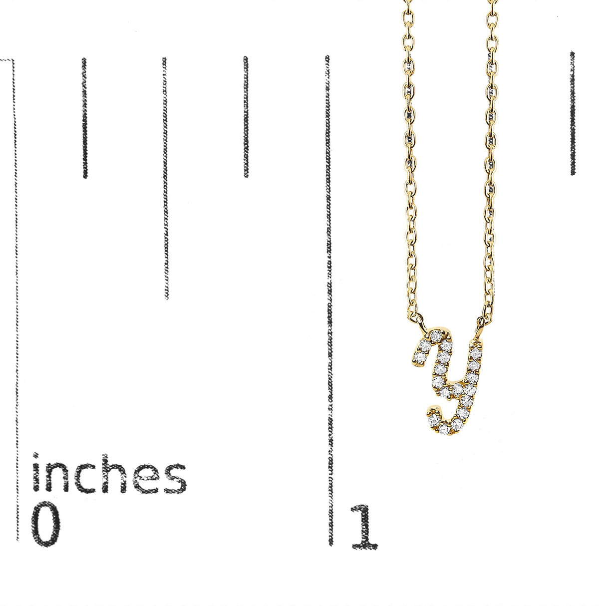 14K Yellow Gold Diamond Accent "A-Z" Initial Script Style Pendant Necklace