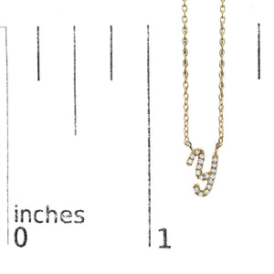 14K Yellow Gold Diamond Accent "A-Z" Initial Script Style Pendant Necklace