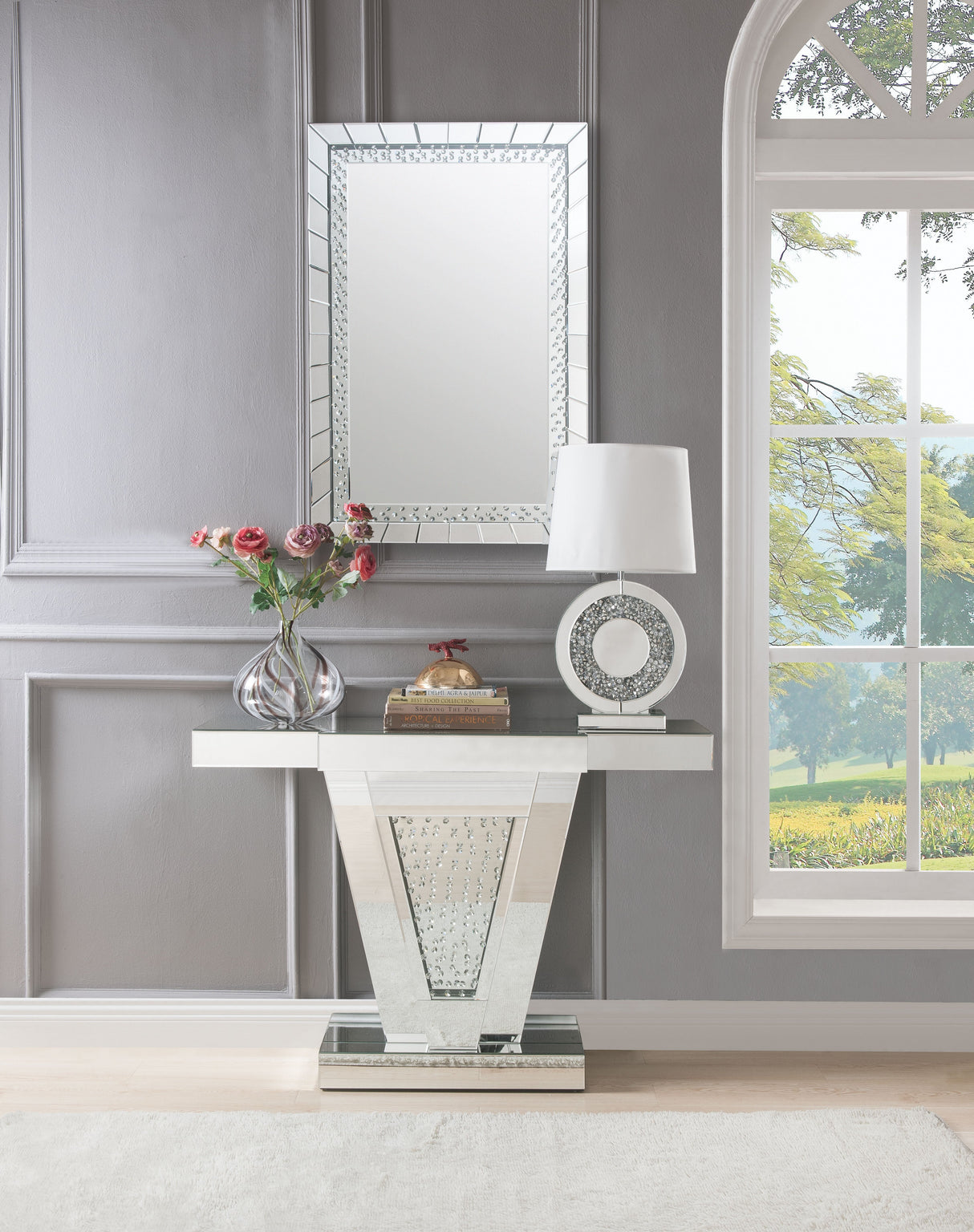 Nysa Mirrored & Faux Crystals Accent Mirror